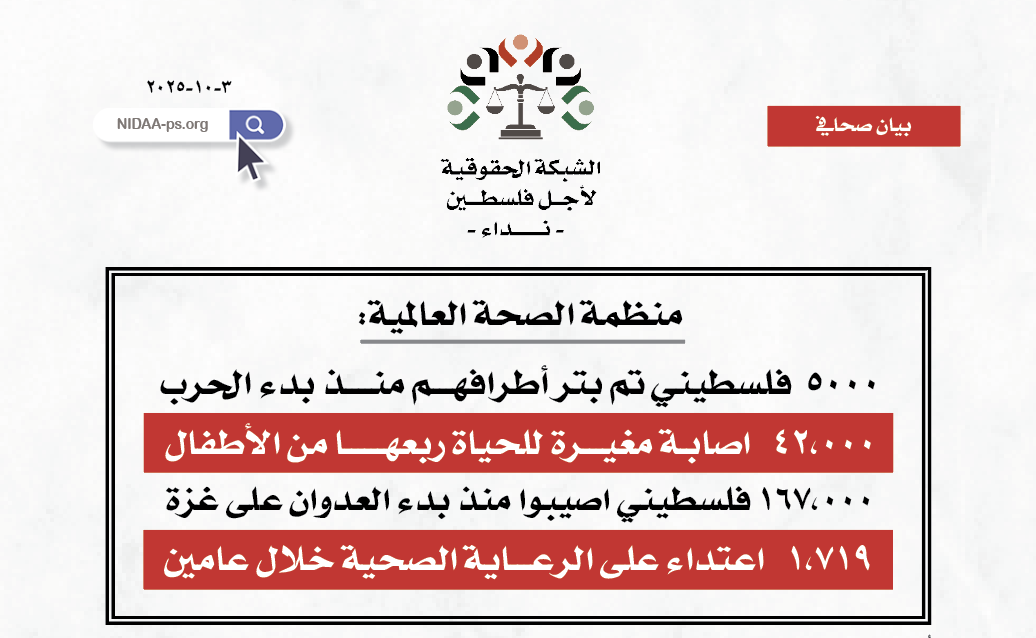 منظمة الصحة العالمية: ٥٠٠٠  فلسطيني تم بتر أطرافهـــم منــــذ بدء الحرب